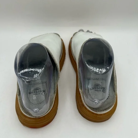 Dr Martens Vintage Y2k Sandals White Leather Chunky Sole Slides Flower England - Picture 11 of 16